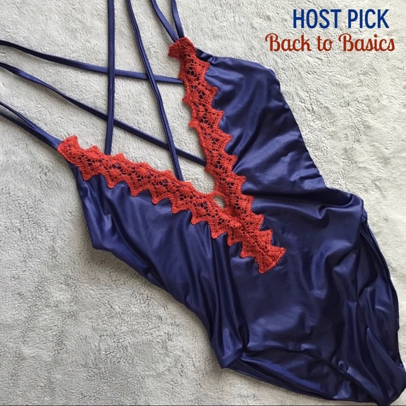 Blue Life Other - Blue Life Mirage One-Piece Swimsuit Navy Red Lace